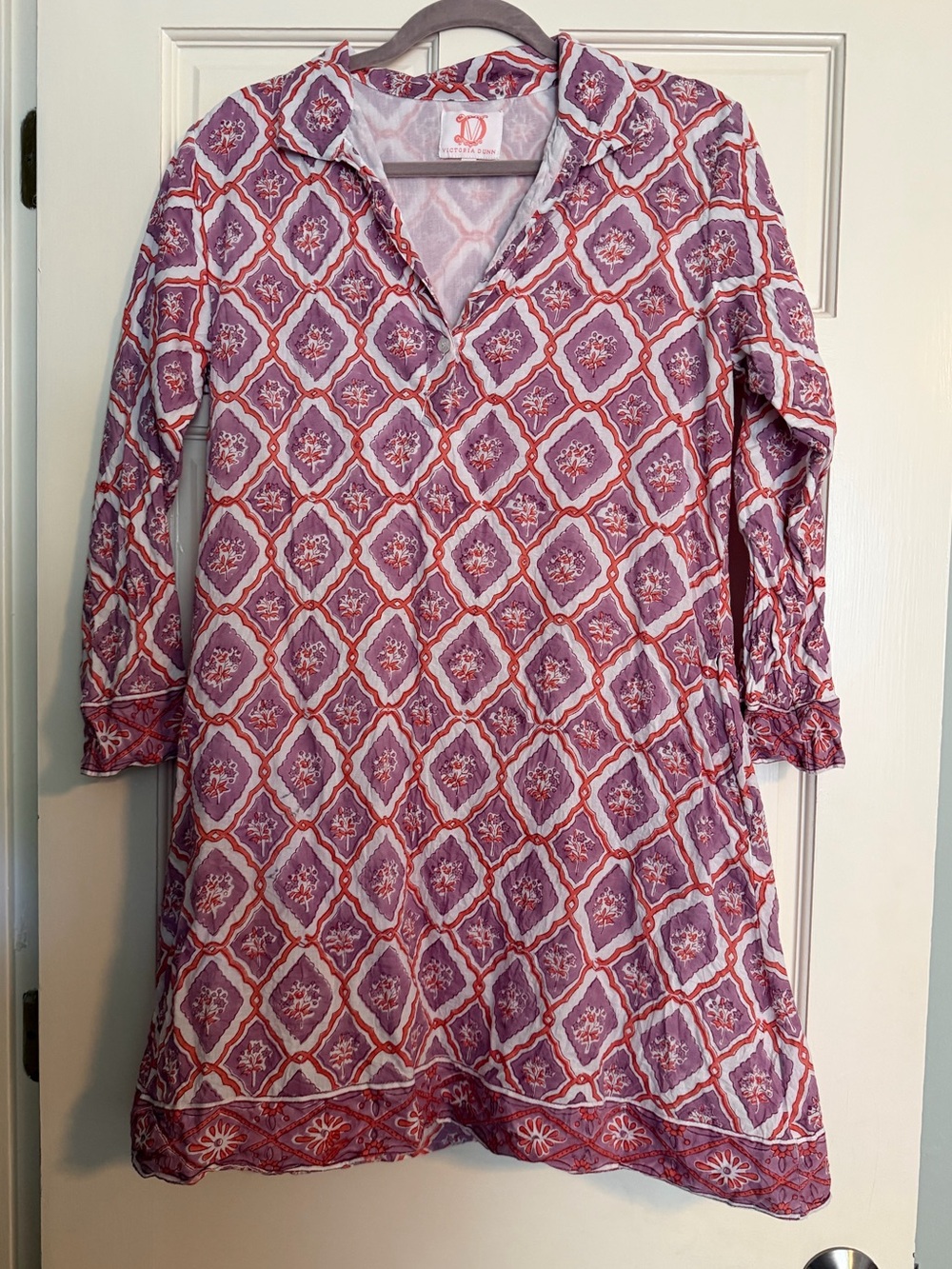 Victoria Dunn Printed Purple Tunic Dress